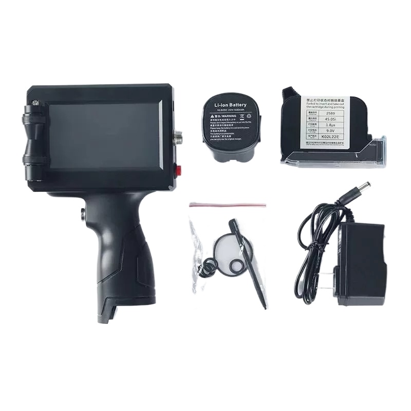 Handheld Inkjet Printer with Fast-Drying Ink Cartridge 4.3 Inch LED Touch Screen 2-12.7mm printing Text | QRCode | Barcode | Batch Number | Label | Image | Date Printer for Any Surface. 