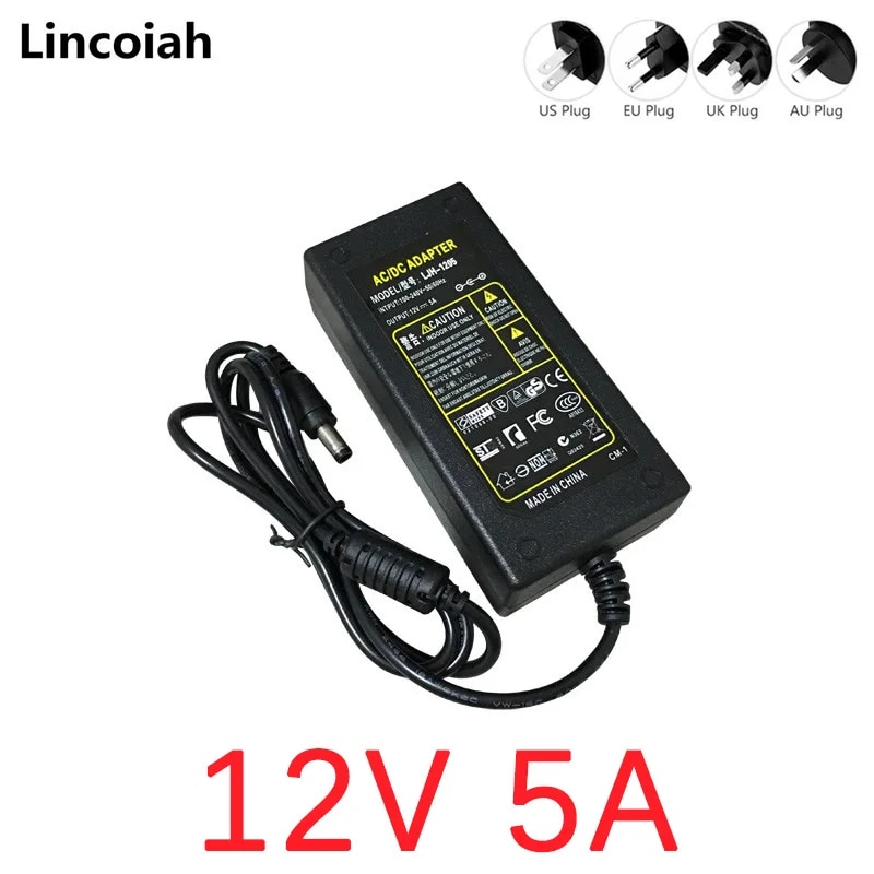 12V 5A Power Adapter Charger For Monit YONGNUO YN600L,YN300III,YN360,YN600RGB,YN300AIR,YN600AIR,YN-600II Godox Viltrox Switching
