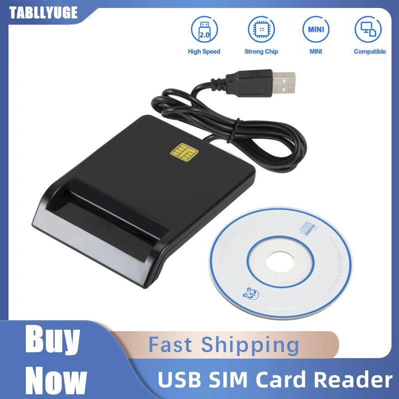 TABLLYUGE USB SIM Smart Card Reader For Bank Card IC/ID EMV SD TF MMC Card readers USB-CCID ISO 7816 for Windows 7 8 10 Linux