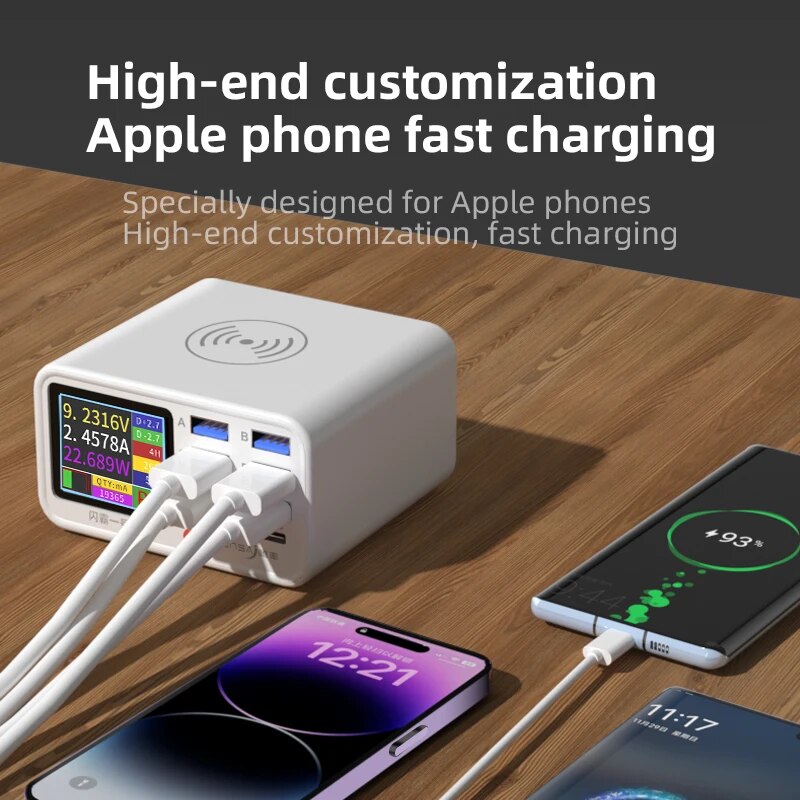 ILEPO Multi functional 8-port USB Wireless Fast Charging Visual Current Detection Charger For Mobile Phone iPad Flash Charging. 