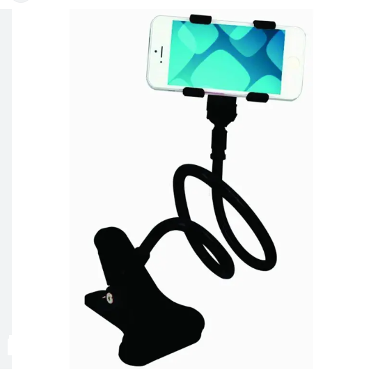Phone Stand with Long handle_360 degree rotate Long Mobile Stand_Universal Flexible Long Arms Lazy Bed Desktop Mobile Phone Holder Stand - Black. 