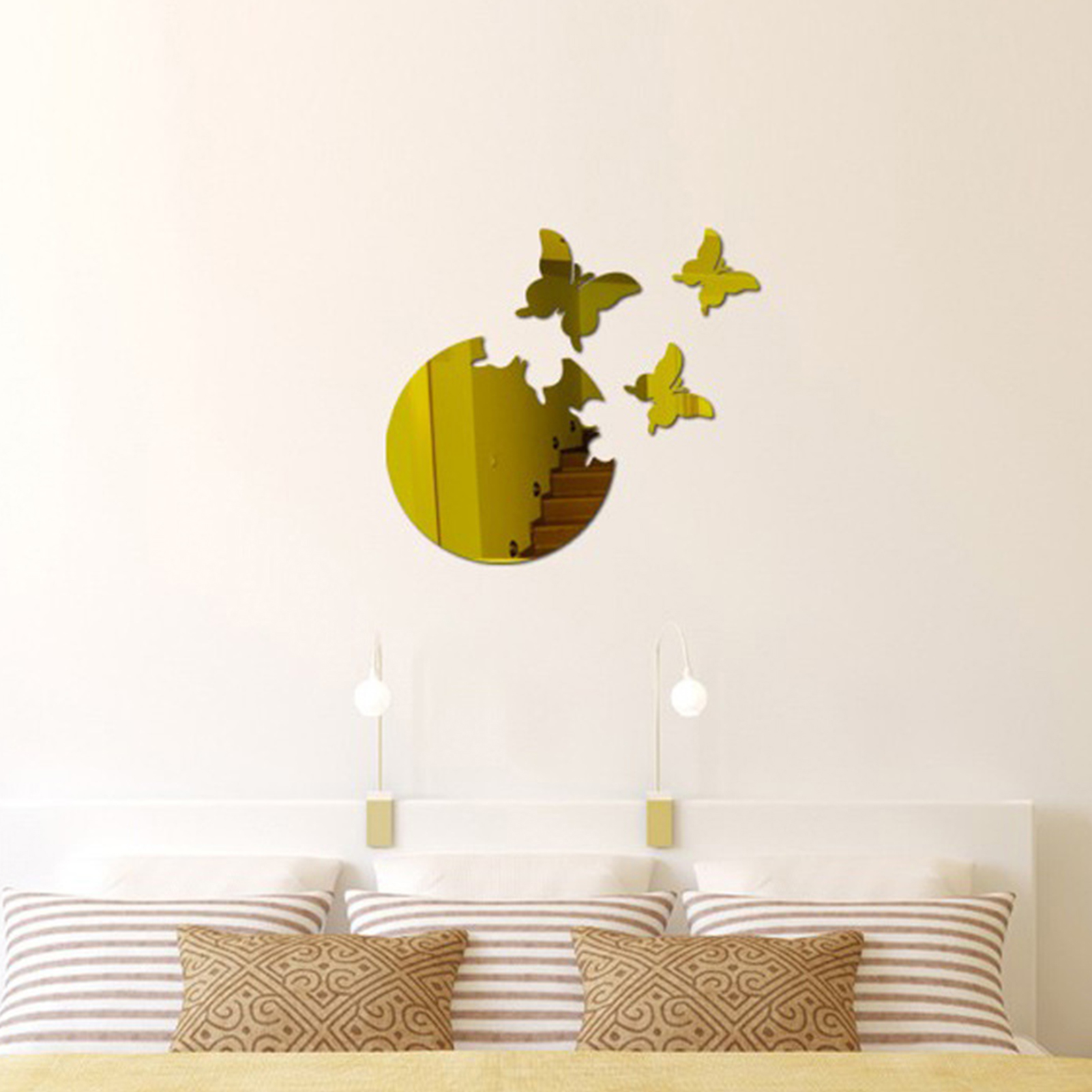 4Pcs/Set Wall Sticker Fade-resistant Strong Adhesive Acrylic 3D Butterfly Shaped Mirror Sticker for Home. 