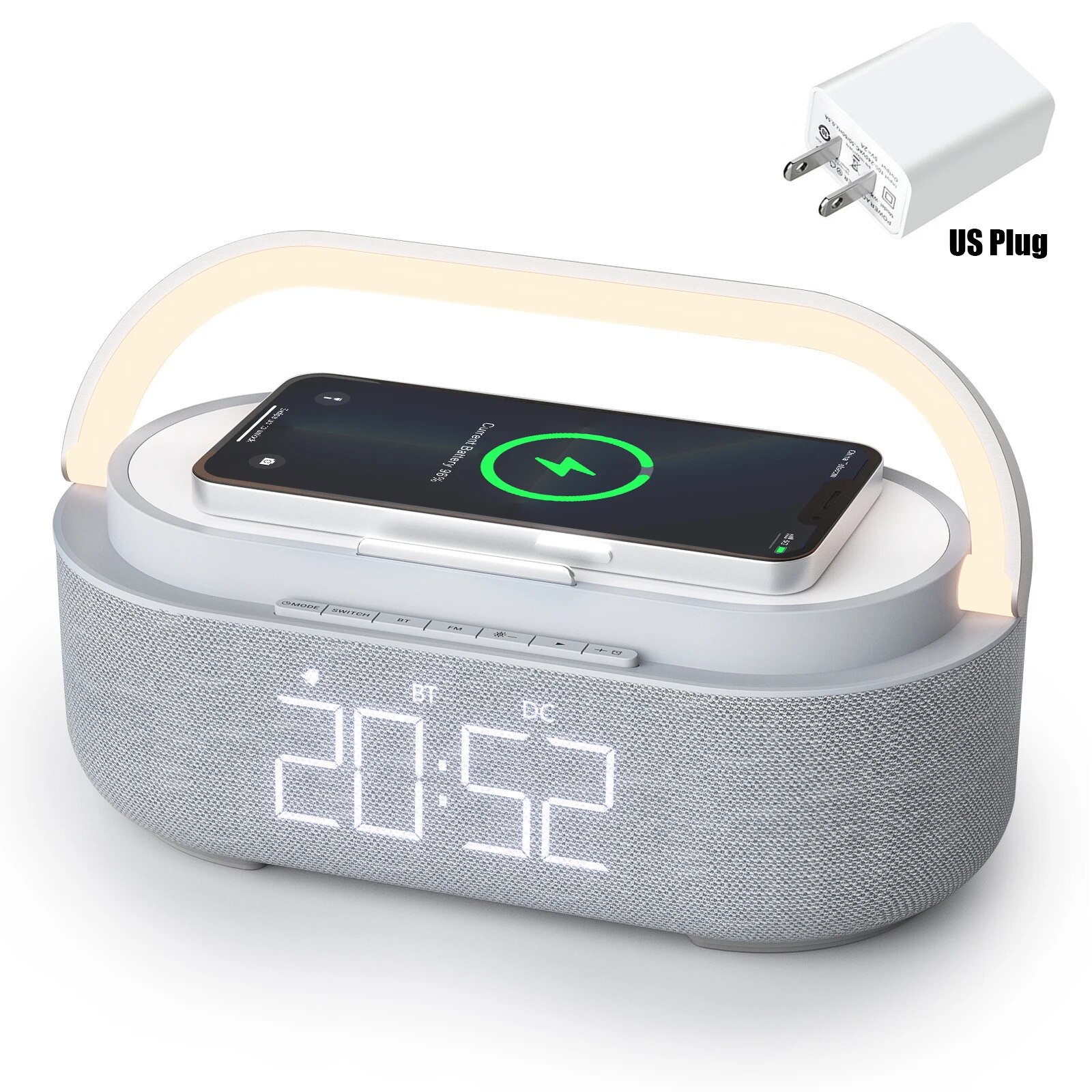 Digital Alarm Clock Radio Bluetooth Speaker Wireless Charger Snooze LED Display for Samsung Xiaomi Huawei 30W Fast Charge New. 