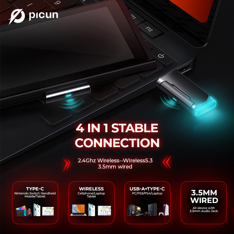 5 Phone Switch PS4 PS for PC Microphone, Suitable for ms Low Latency Bluetooth Headset 5 Wireless Gaming Headset Picun UG-08S 2.4G 7.1 Surround Sound ENC. 