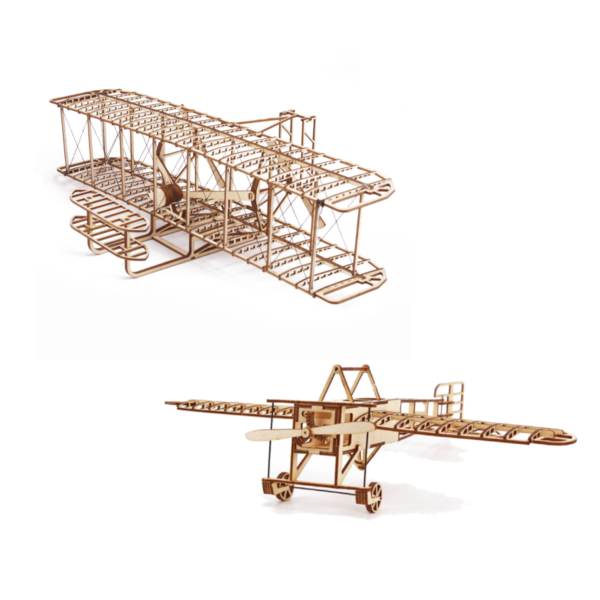 3d Aircraft Wooden Puzzles Kits Assemble Constructor Building Blocks Model DIY for Kids Breriot Wright Brothers Airplane Models MuXiaRe
