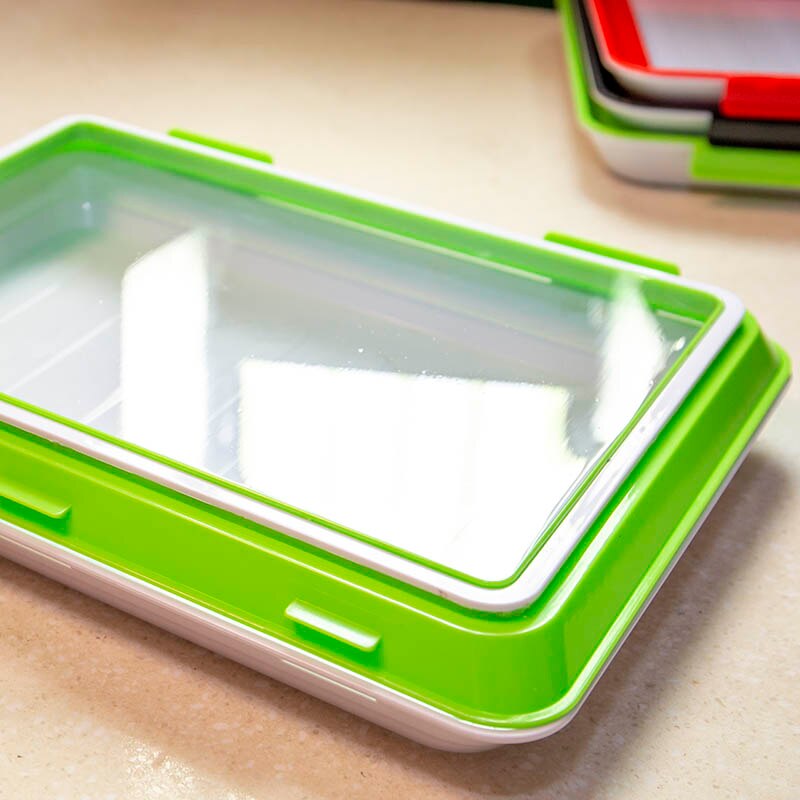 【happy one】Green Clever Tray Food Preservation Tray Plastic Food Storage Container Set Food Fresh. 