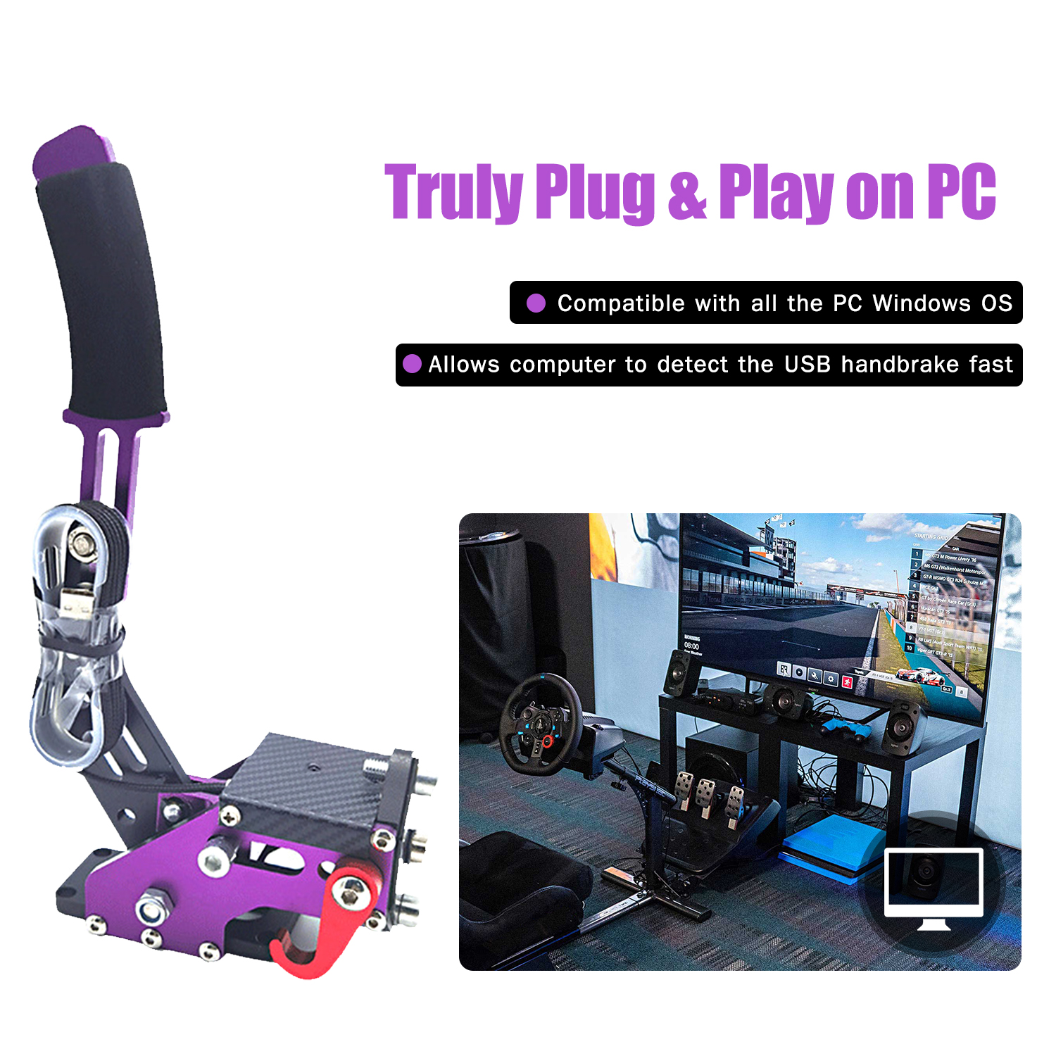 KOGEEK 14Bit PC USB Handbrake Sim Racing Handbrake Plug & Play for G27 G29 Steam Drift Rally Racing Games. 