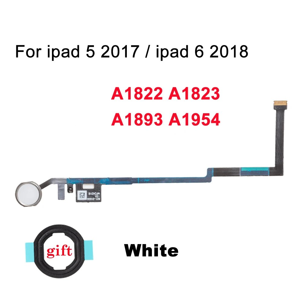 1set High Quality Home Button With Flex Cable Repair Part For iPad 5 6 2017 2018 Home Button Key Flex Assembly With 3 Colors. 