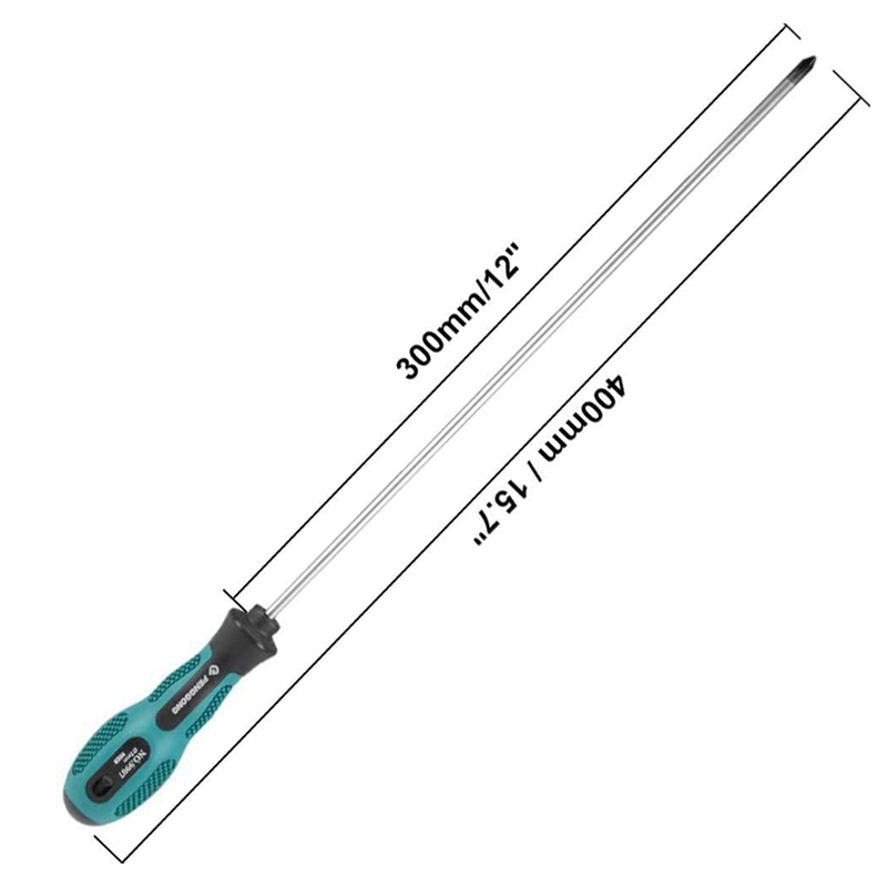 PENGGONG 2Pcs 12 Inch Long Slotted and Phillips Screwdriver Set Magnetic Screwdriver with Rubber Handle. 