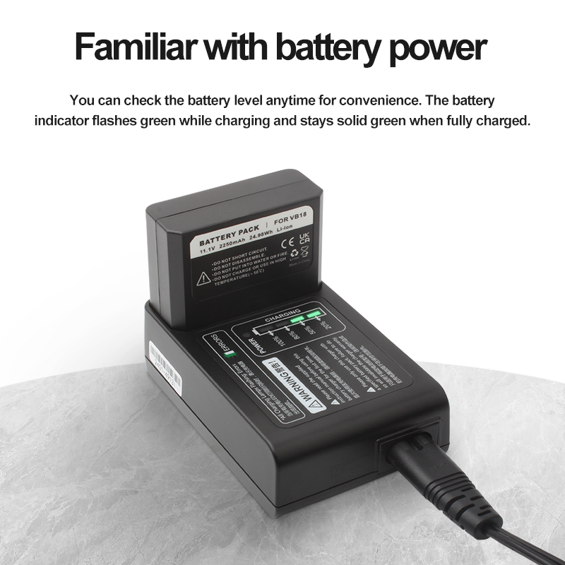 Godox VC-18 Charger AC Charger for Godox VB18 Li-ion Battery Ving V850 V850 II V860II-S V860C V860II Speedlite Flash. 