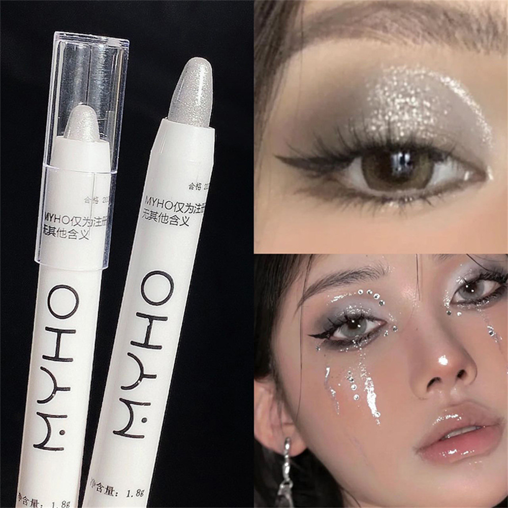 3 Colors Eyeshadow Stick Matte Lasting Pearlescent White Shimmer Lying Silkworm Highlighter Eyeliner Glitter Eye Shadow Makeup Lateil. 