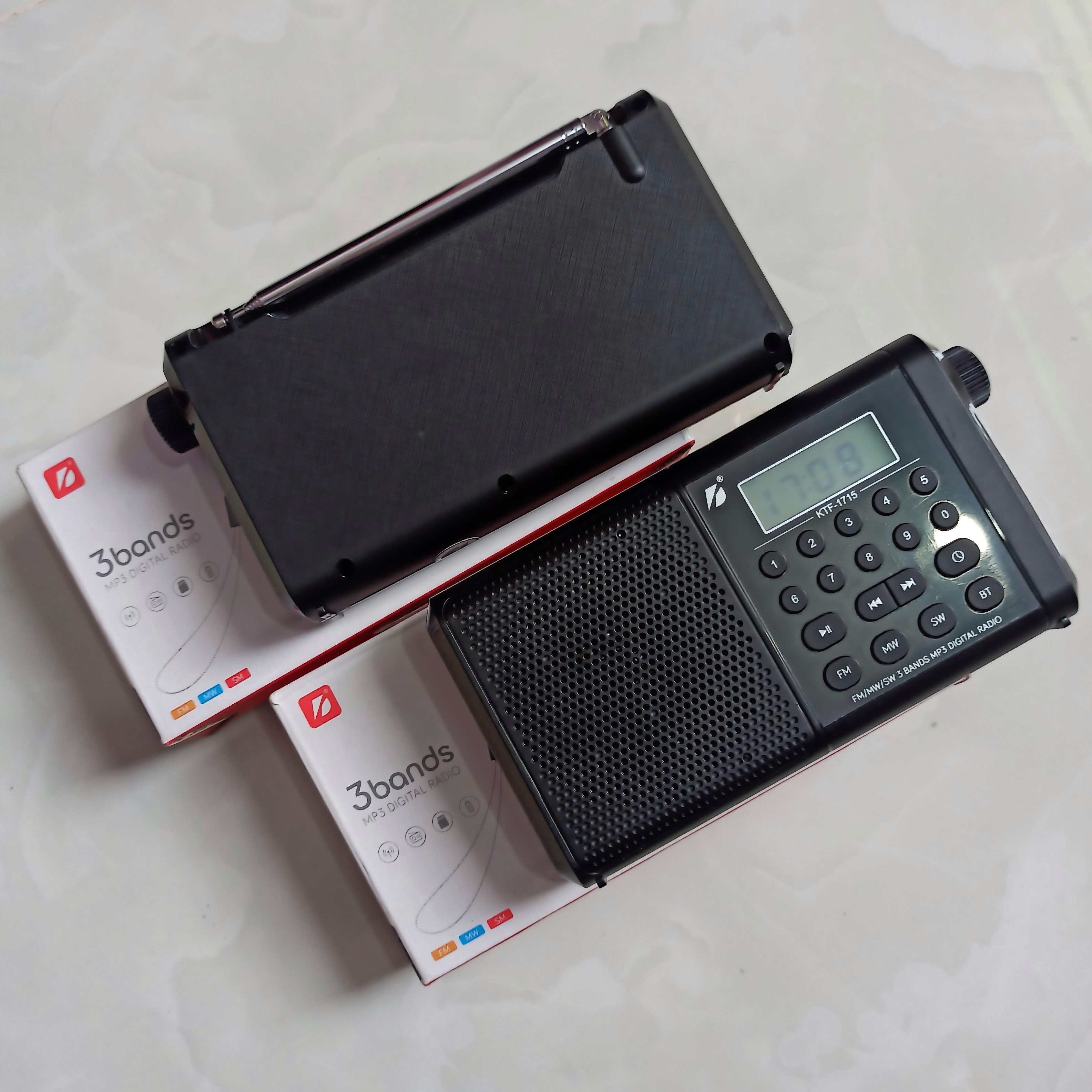 KTF-1715 FM/MW/SW 3 Bands Radio & Clock Supported Digital Display Bluetooth Wireless Speaker. 
