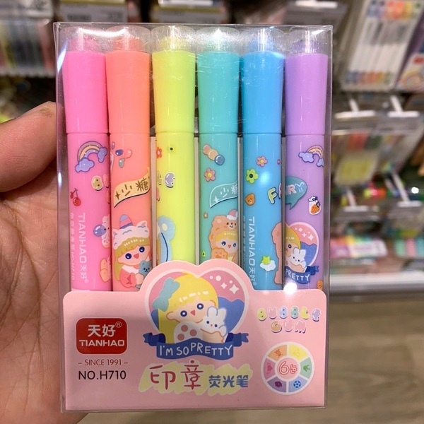 Tianhao Highlighter Cartoon Pattern (6Pcs/Pack) - Highlighter Pen. 