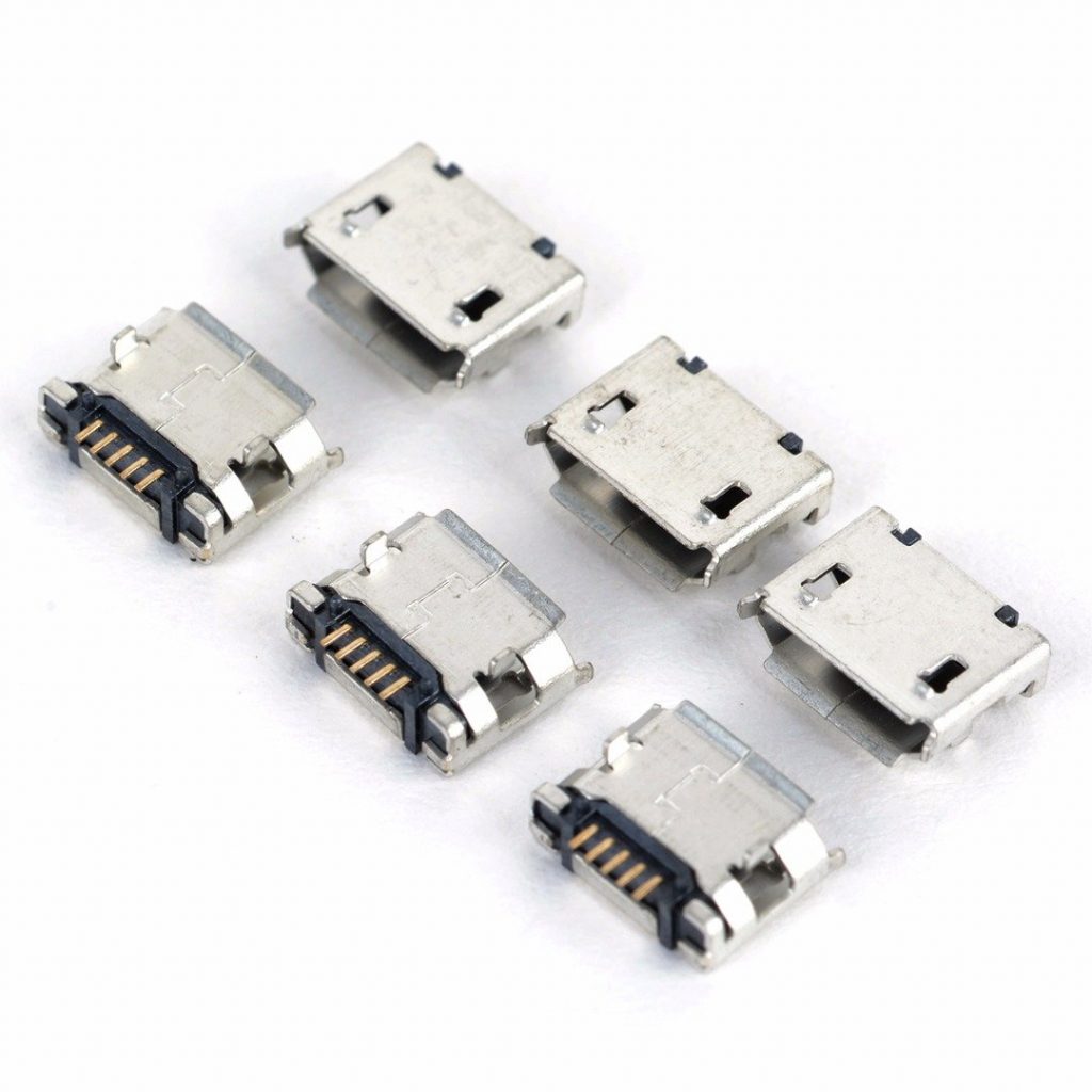5Pcs-5 Pin Micro USB Female Connector USB DIP 5 Pin Type B Socket Adapter Solder Port Soldering Repair Parts Panel Mount For Mobile Phone Charger Cables. 