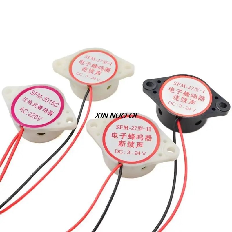 2Pcs/lot High decibel SFM-27 active buzzer 3-24 v acoustic sound 3015 consecutive Continuous intermittent sound alarm 220V. 
