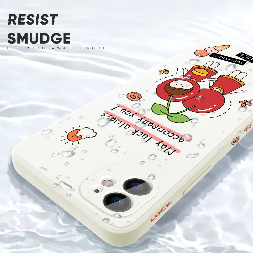 For Samsung S21 Ultra 5G Fashion Cherry Girl Design Side Design Phone Case Square Edge Pattern Liquid Silicone Casing Full Cover Camera Shockproof Protection Case. 