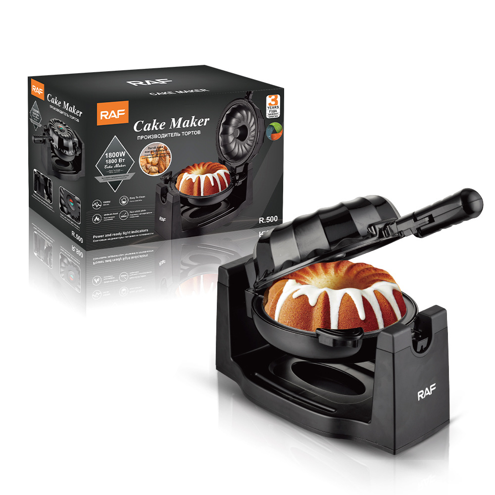 GC Household Cake Machine, Stainless Steel Rotating Cake Maker With Non-stick Plate, 1800W Even Heating, Locking And Cool Touch Handles, For Commercial Use, EU Plug
