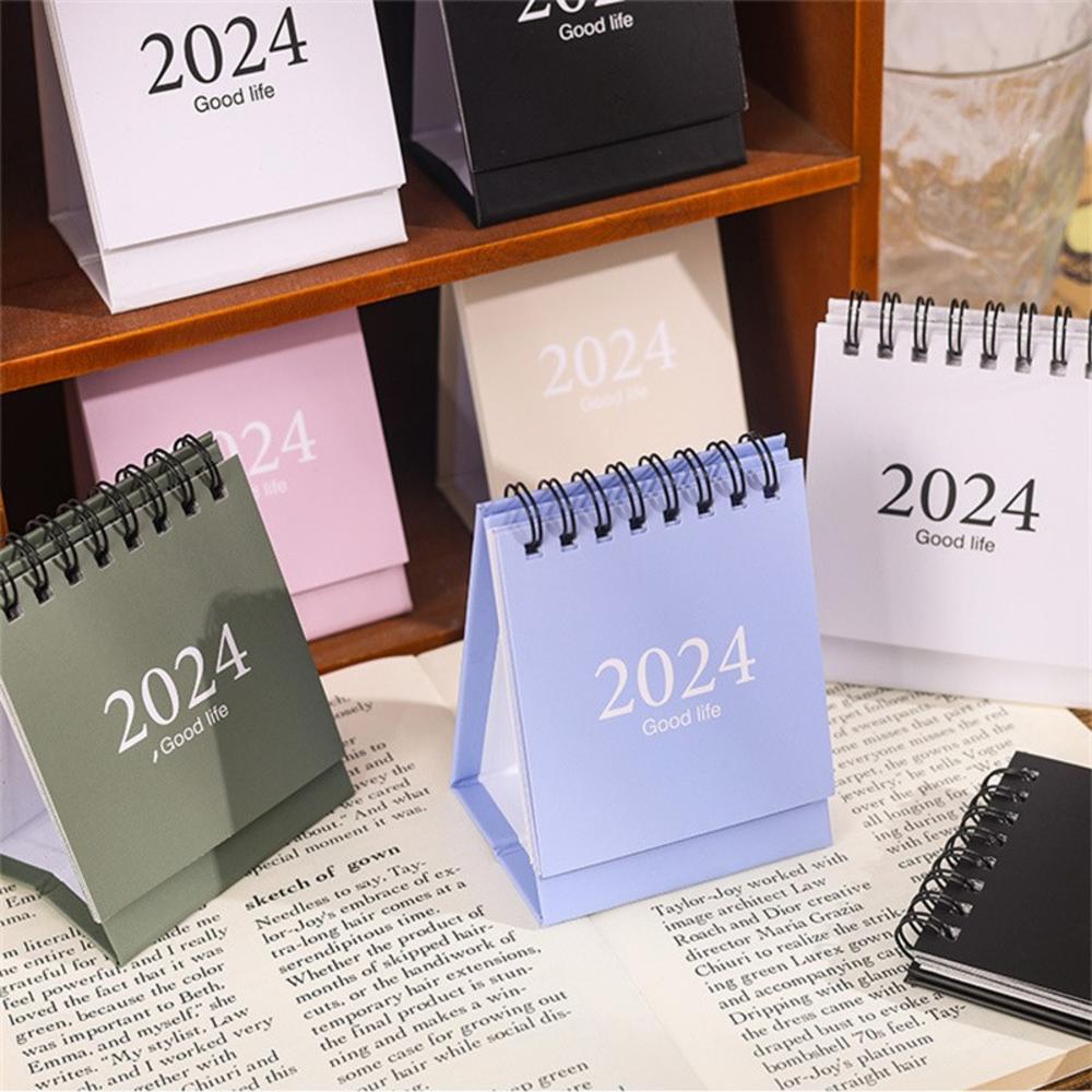 2023-2024 New Solid Color Ins Mini Desktop Paper Desk   Calendar Dual Daily Scheduler Table Planner Office Decorations. 