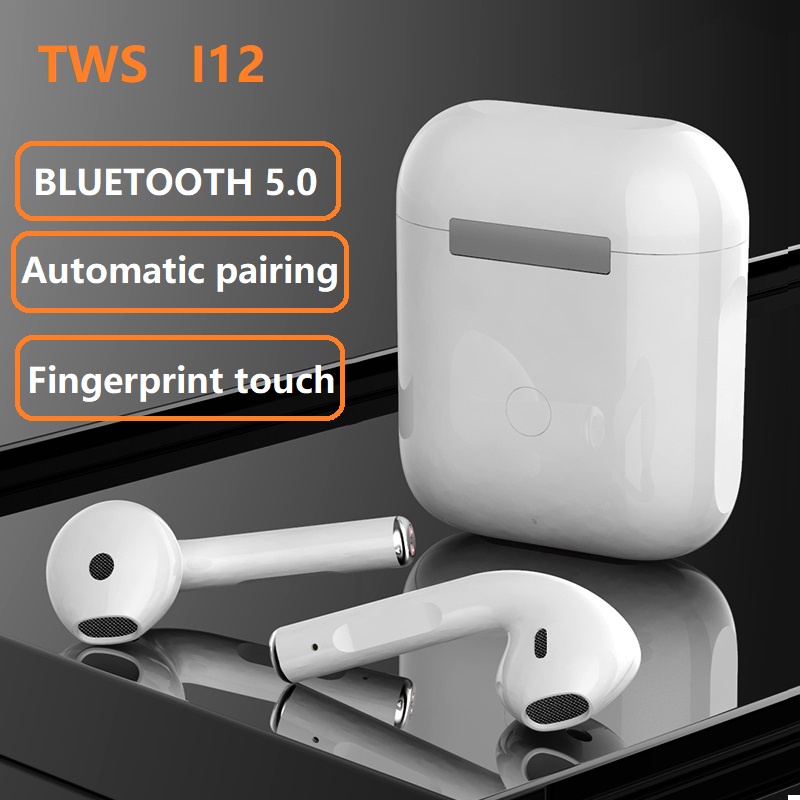 Exclusive i12 TWS Bluetooth 5.0 Earbuds with Charging Case - Bluetooth Headphone. 