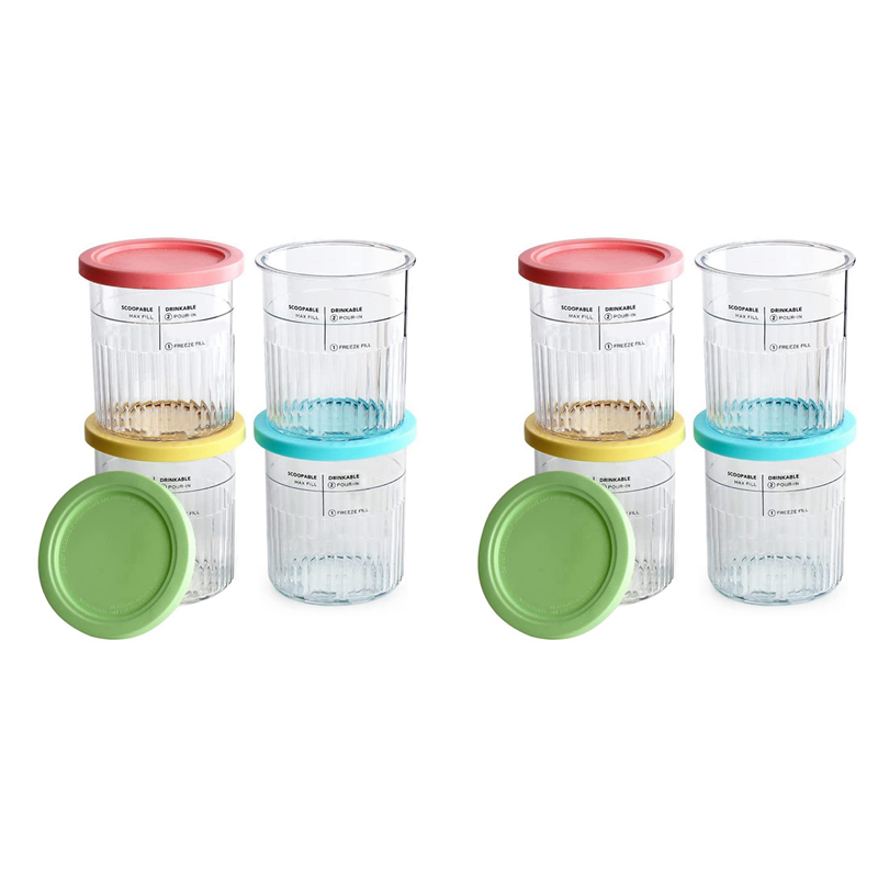 8PCS Ice Cream Pints and Lids for Creami NC500 NC501 Ice Cream Storage Containers Food Freezer