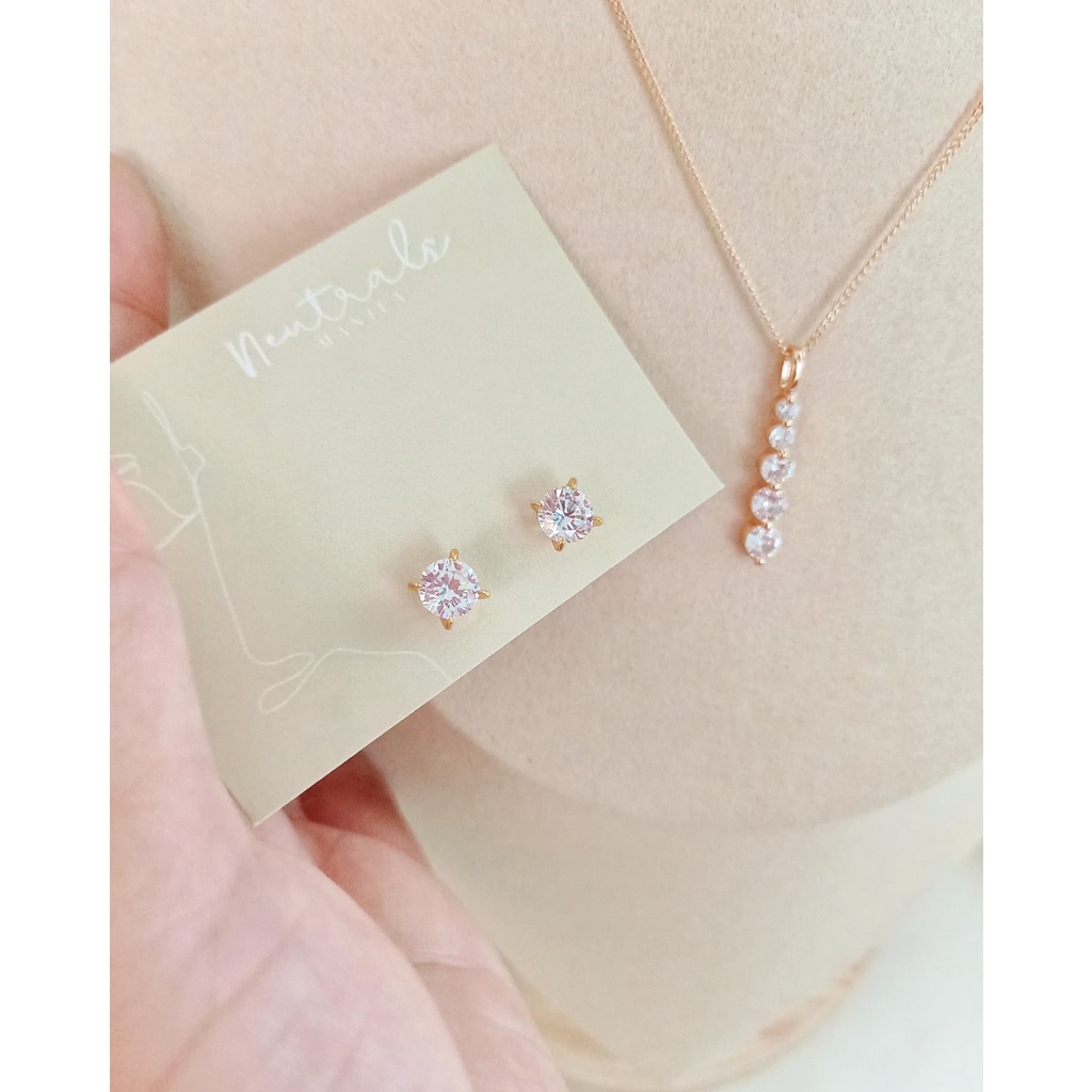 Neutrals.mnl - Bare Solitaire bar necklace and/or Bare Solitaire earring. 