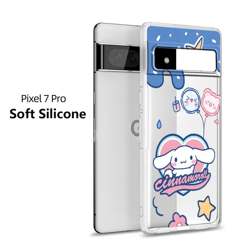 Girl Anime Cinnamoroll Transparent Phone Case For Google Pixel 8 7 6 Pro 6A 5A 5 4 4A XL 5G Soft Cover Coque Capa Phone Case. 