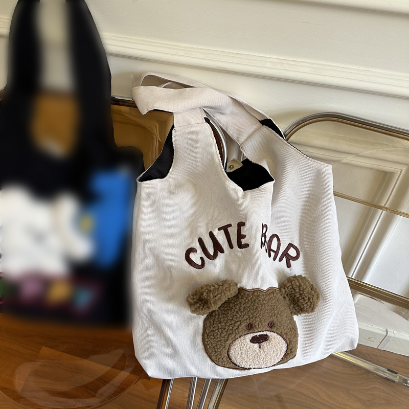 Idle Style Japanese Style Big Ears Canvas Bag Female Versatile Large Capacity Shopping Bag College Students Class Canvas Bag. 
