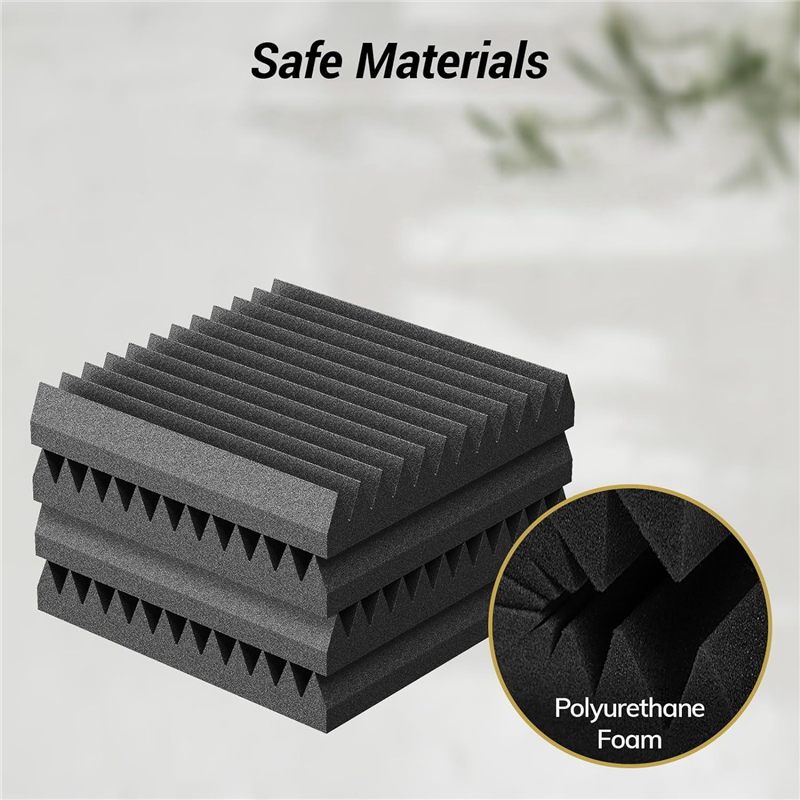 24Pack 2X12X12Inch Self-Adhesive Acoustic Foam Panels, Pyramid Designed Sound Pannels for Home and Studio Easy to Use. 