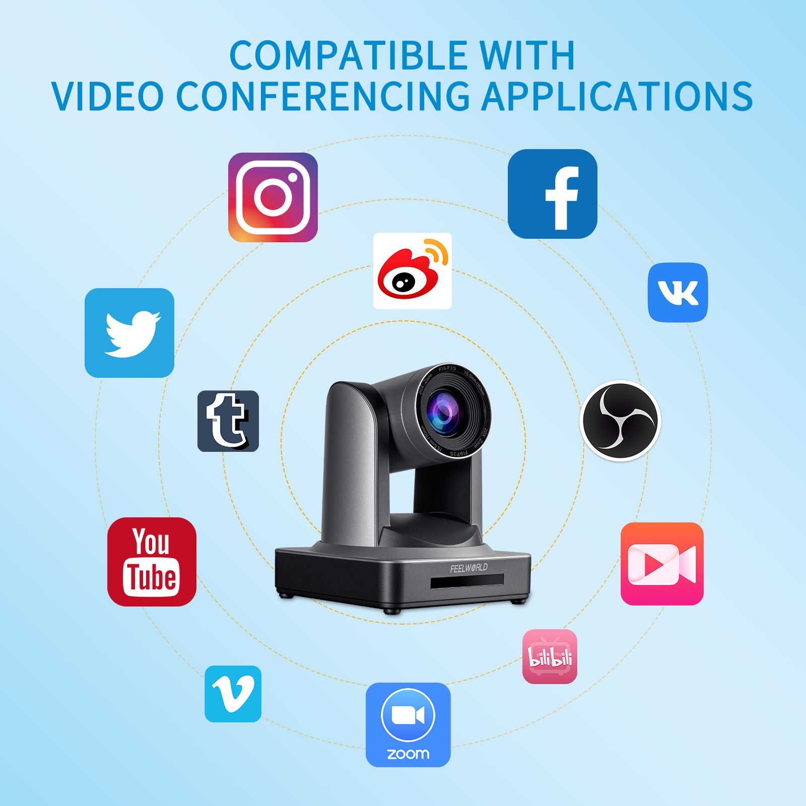FEELWORLD POE20X Simultaneous 20X Optical Zoom Live Streaming PTZ Camera, EU and US Plug. 
