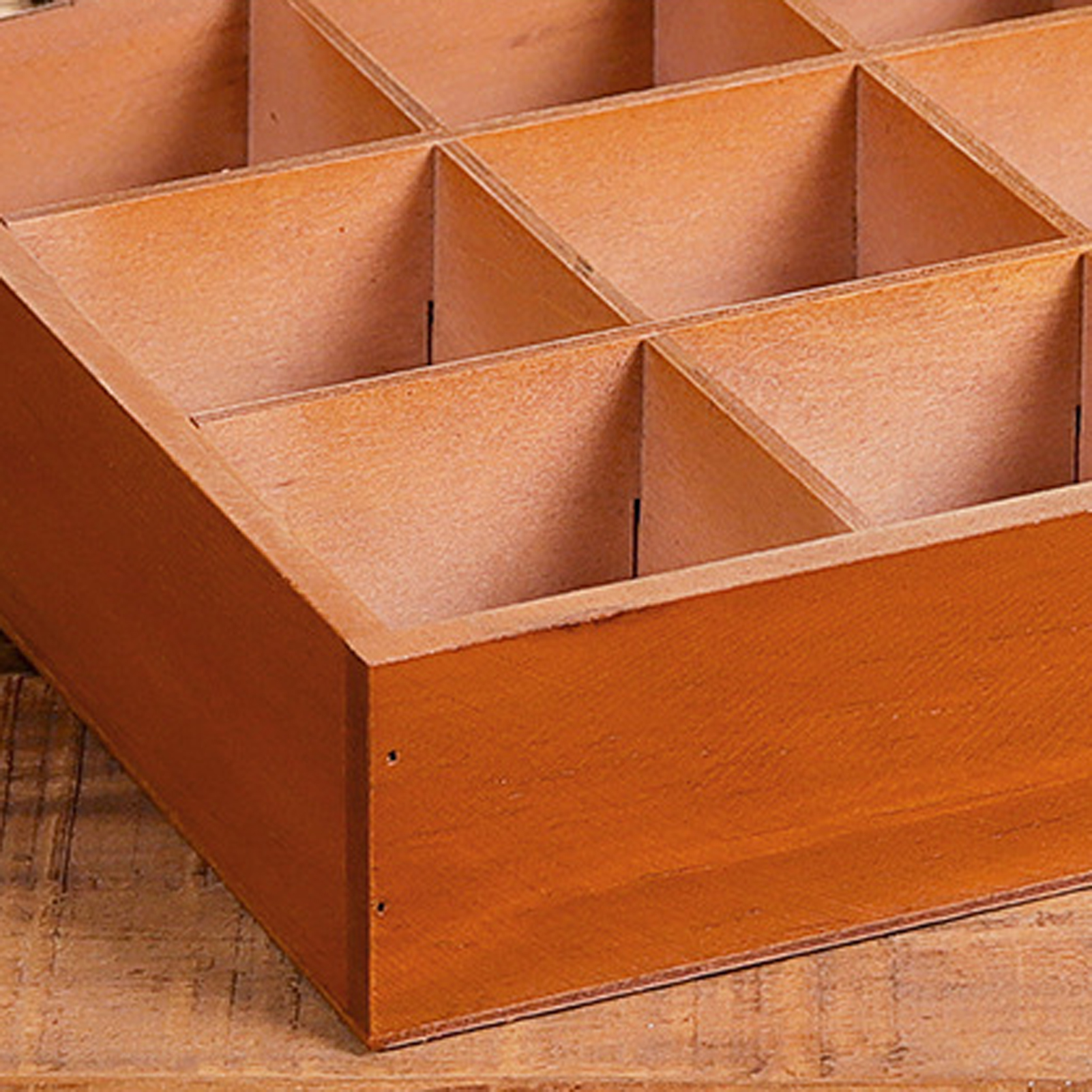 Stash Box Multi-grids Large Capacity Wood Storage Chest Treasure Case for Home. 