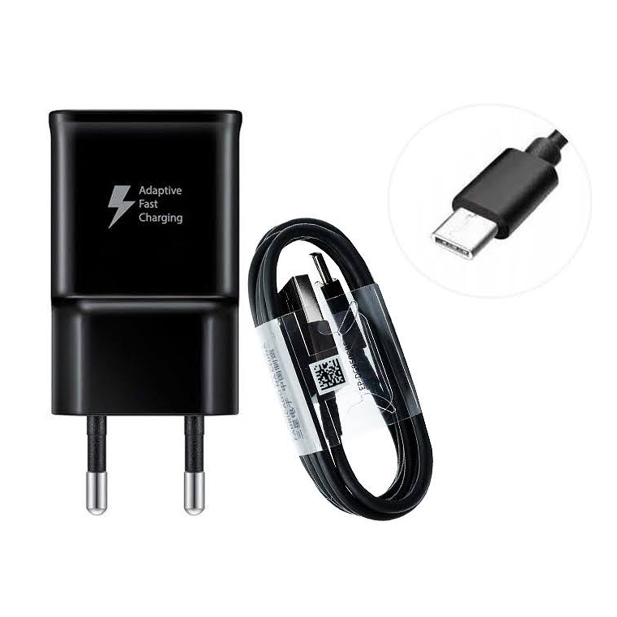 Fast Charger For Samsung Galaxy A51/A71/ A31/M31/ M30s A20 A20s A30 A30s A50 A50s A60 A70 M40 C9 Pro M40 Samsung Fast Charger with Type-C USB Cable Quick Charge Power Adapter - Black. 