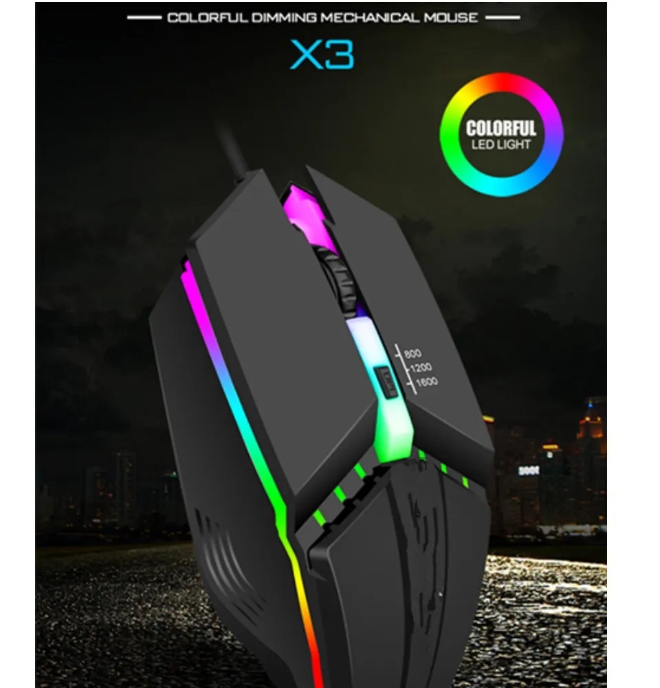 Gaming Mouse USB Wired Professional Gaming Mouse 7 Color Lighting 1600DPI Adjustable Gaming Mouse Mice For Computer. 
