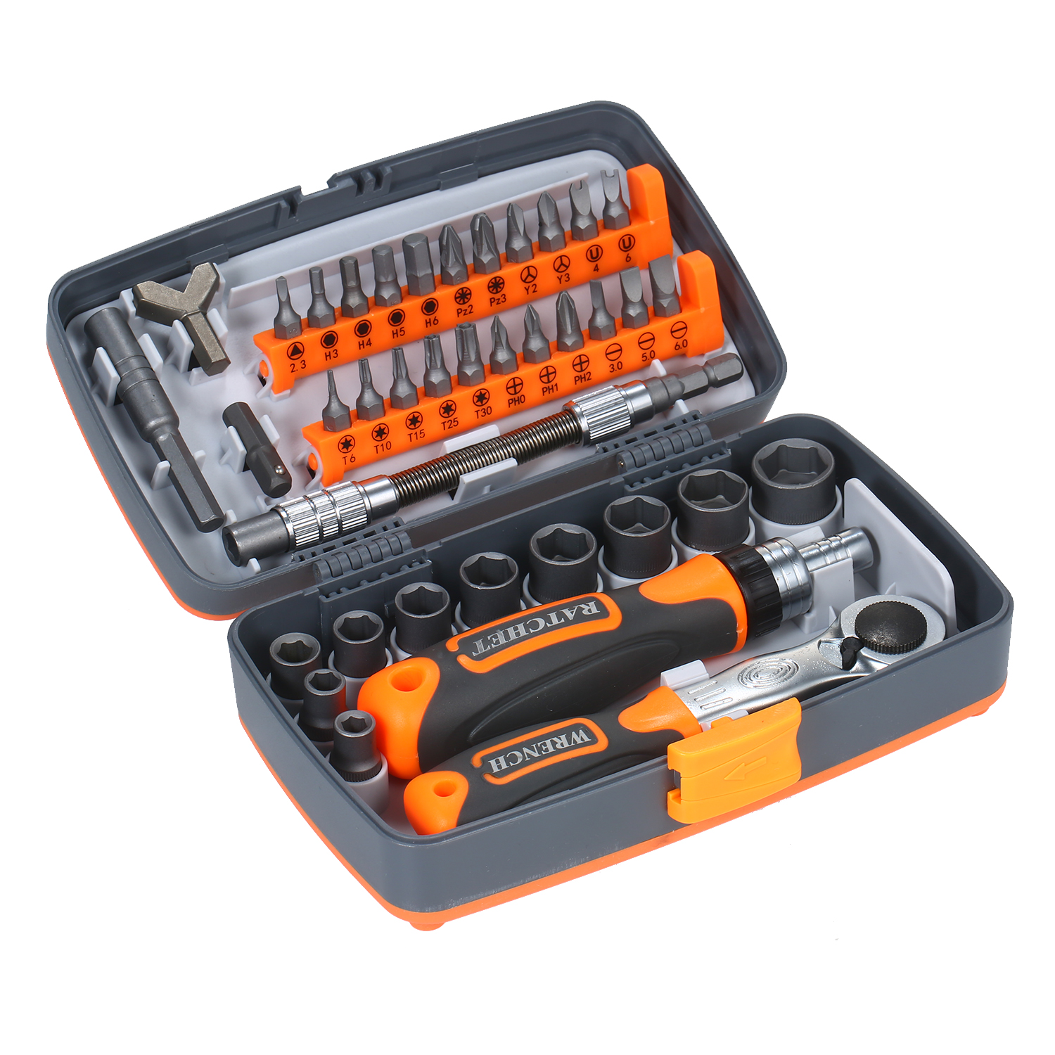 KOGEEK 38pc Precision Ratchet Screwdriver Bit Set Magnetic Screwdrivers Kit Electronics Repair Tool Kit with Flexible Shaft Extension Rod for Phone Lap-top Watch and Other Electronic Devices. 