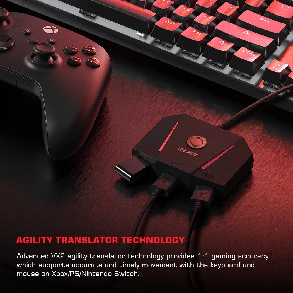 LEADJOY VX2 AimBox Keyboard Mouse Controller Adapter Converter for Xbox Series X, Xbox Series S, PlayStation 4, Nintendo Switch. 