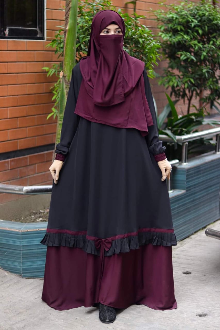 Borkha Elegance with Abaya Irani Stylish Party Borkha - A Hijab Fashion Collection Featuring Fashionable Khimar Lycra Borkha Without Hijabs.. 