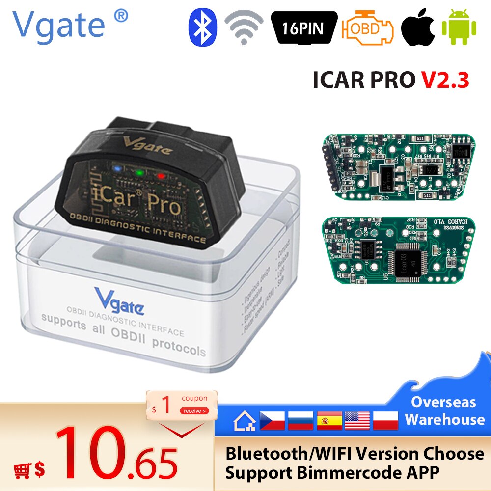 Vgate iCar Pro ELM 327 OBD2 Scanner BT 4.0 WIFI For Android/IOS OBD 2 Automotive Tool OBDII Code Reader Car Diagnostic Tool. 