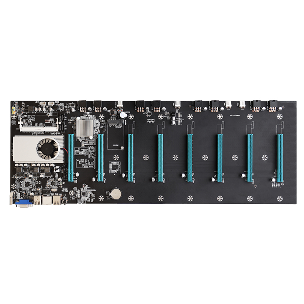 HXSJ BTC-S37 Motherboard with Onboard Intel Celeron 847 CPU 8 PCI-E 16X Slots Gigabit Network VGA+HD Ports Support 8 Graphics Cards. 