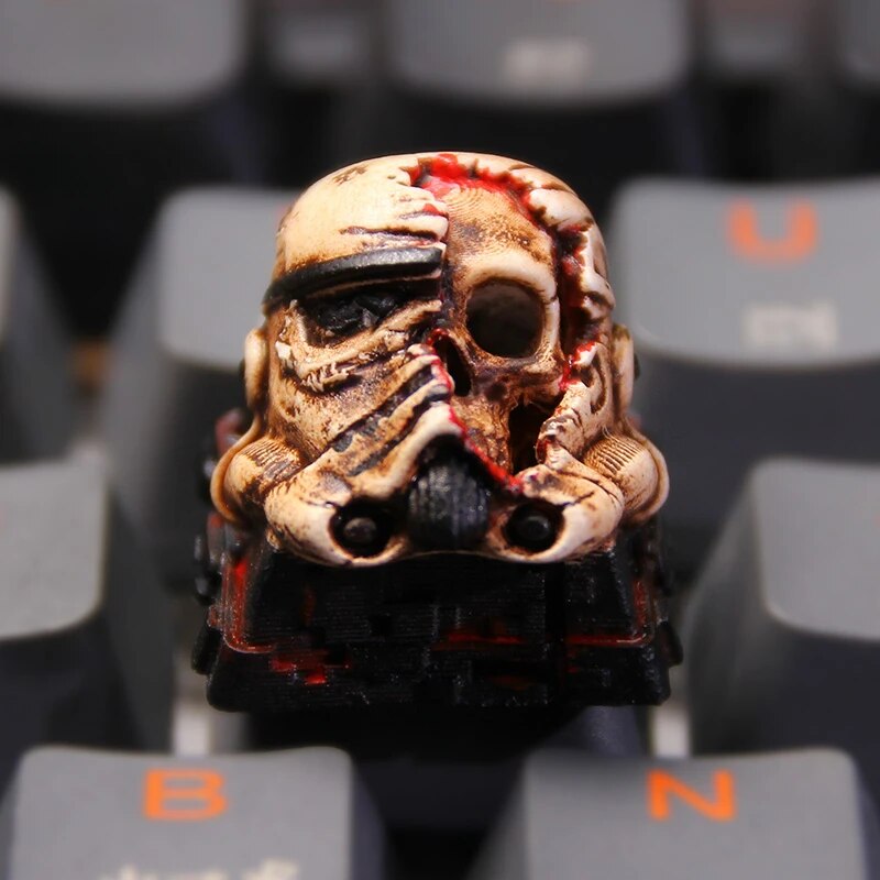 ECHOME Battle-damaged Skull Keycap Resin Artisan Anime Keyboard Cap Custom Cartoon KeyCap for Mechanical Keyboard Accessories. 