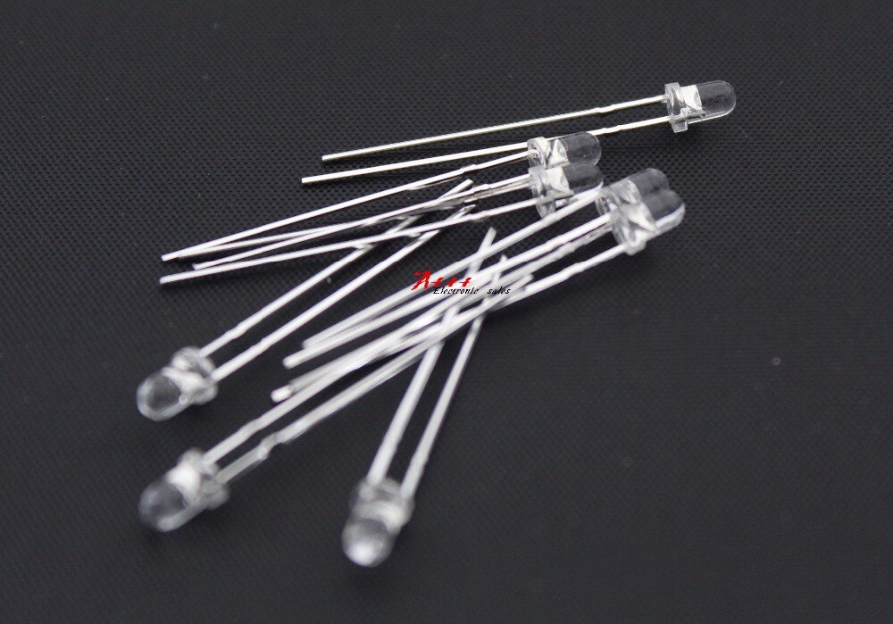 【happy one】100PCS 3MM phototransistor receiver F3 Transparent white gel receives photosensitive tube diode light LED lamp beads. 