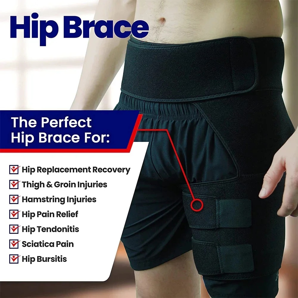 Hip Brace Thigh Compression Sleeve, Hamstring Groin Compression Support Wrap for Hip Pain Relief, Sciatica,Quad Muscle Strains. 