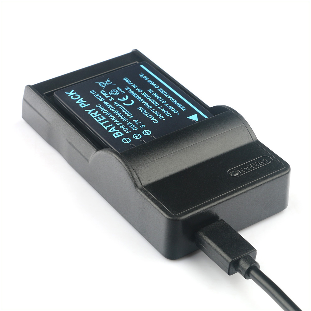 Battery Charger for Panasonic DMW-BCE10, CGA-S008E Battery, Lumix VW-VBJ10 DMC-FX30 DMC-FX55 SDR-S26 HM-TA1 DMC-FX500. 
