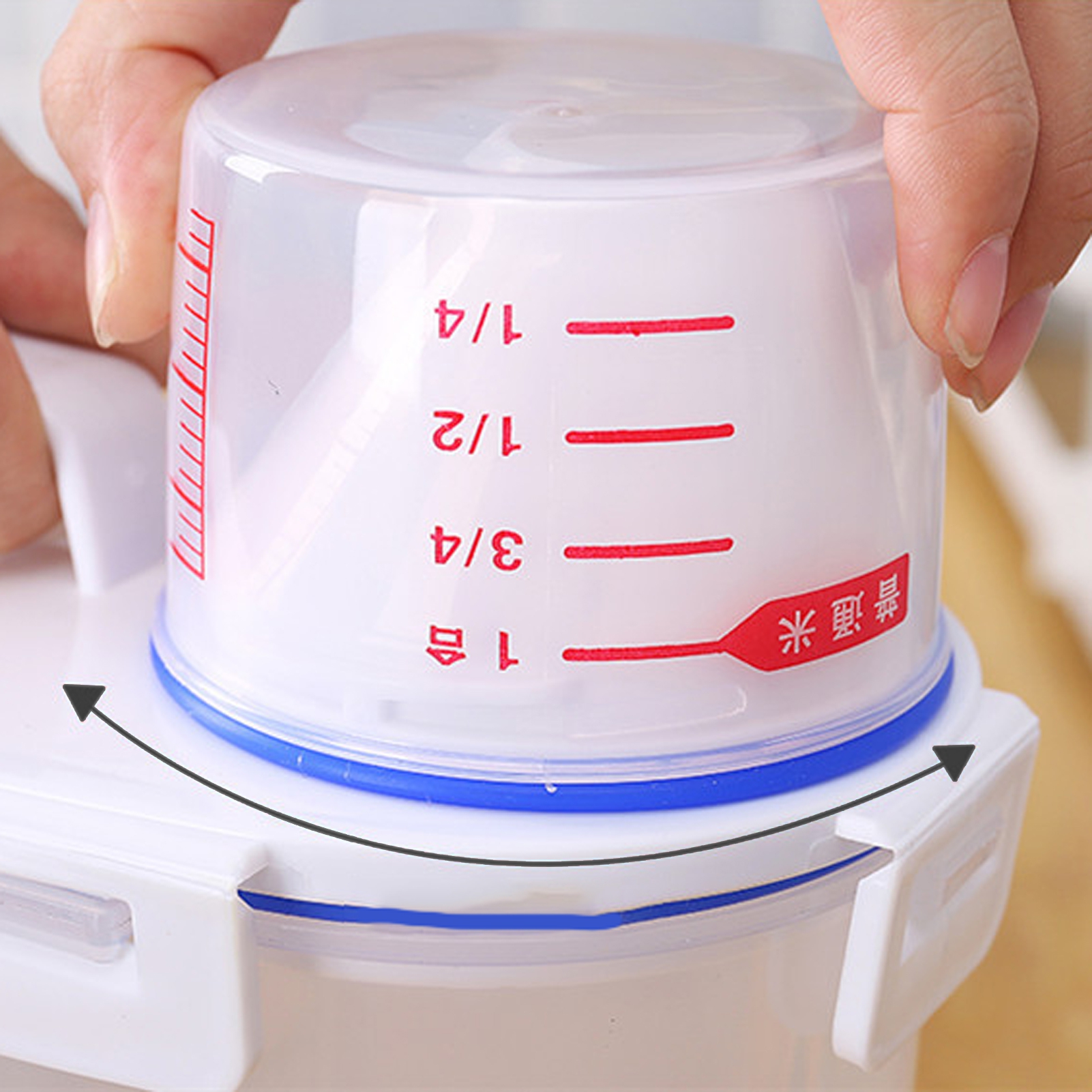 Rice Containers Airtight Large Capacity Plastic Clear Measuring Cup Rice Storage Bin for Kitchen. 