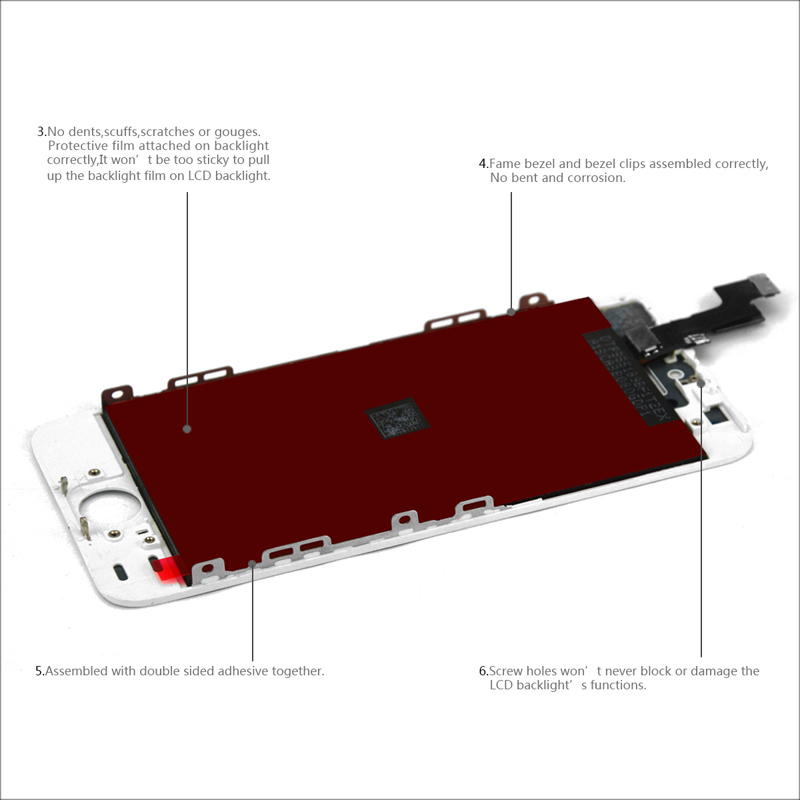 LCD No Frame For iPhone 5S A1453 A1457 A1518 A1528 A1530 A1533 Display Touch Screen Digitizer Assembly Replacement Parts. 