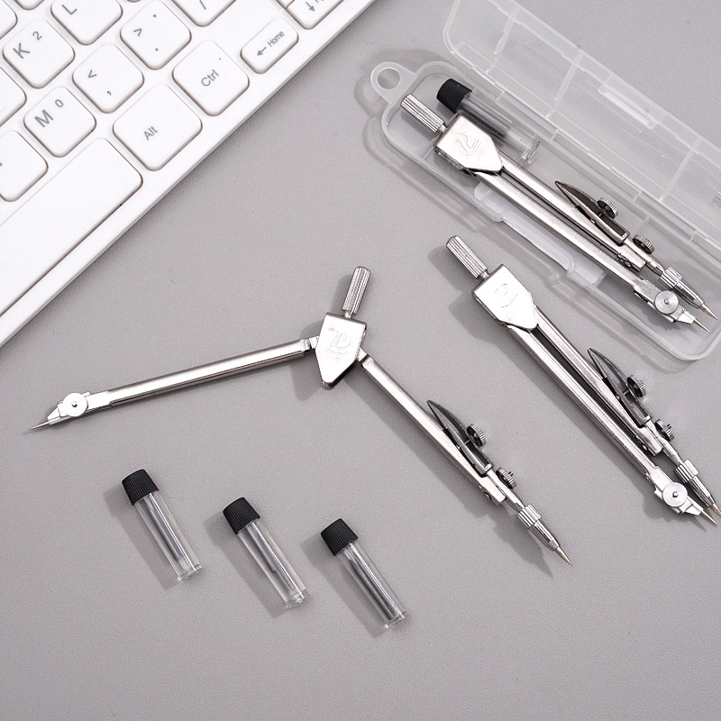 1Pc Simplified Compass Standard Engineering Drawing Tool, Drawing Metal Compass Multifunctional Circular Instrument with Core, Stationery, Learning Office Supplies. 