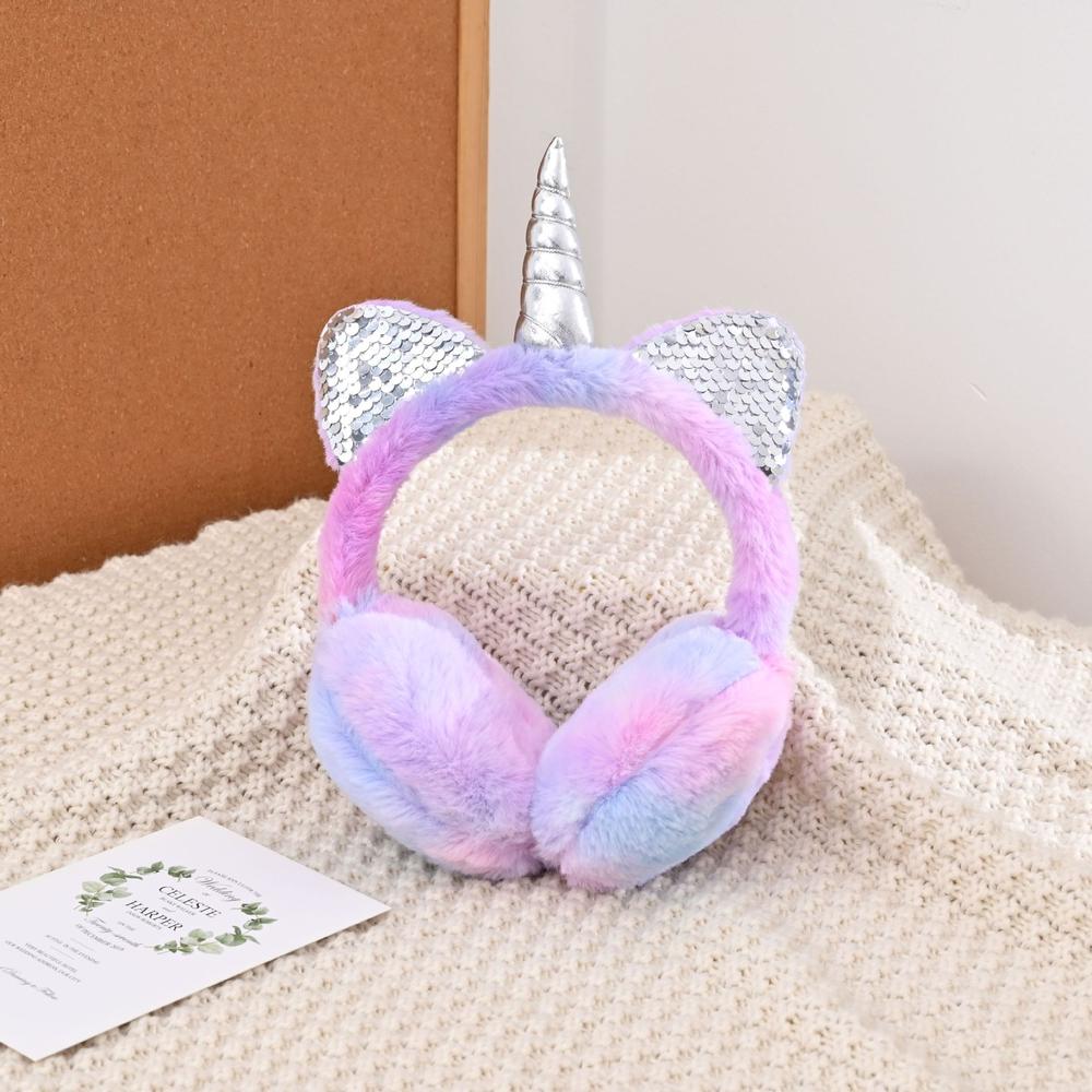 【Atoztide Store】Kids' Earmuffs Colorful Earflap Earmuffs Unicorn Earmuffs Children's Fluffy