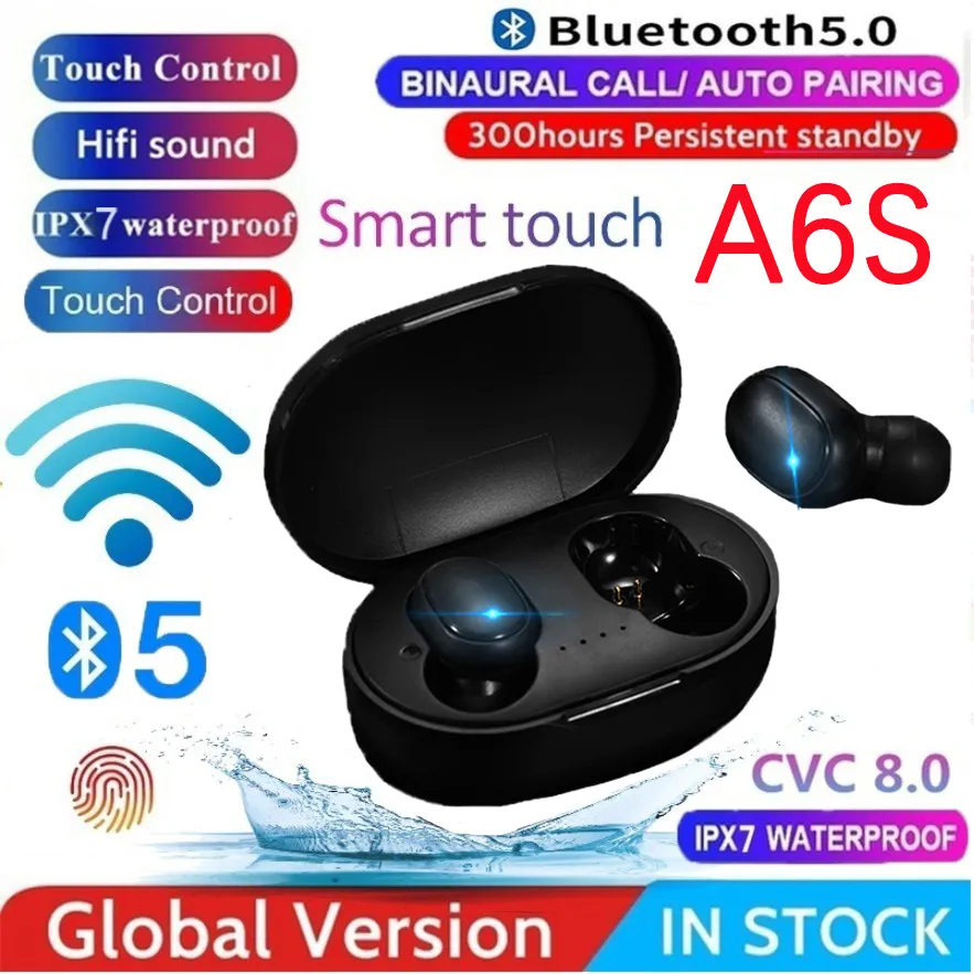 Original A6S TWS Headset Wireless Earphones Bluetooth Headphones Sport Stereo Fone Bluetooth Earbuds for Xiaomi Huawei iPhone