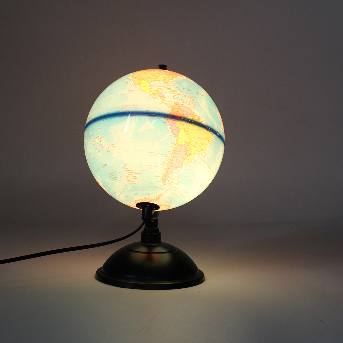LED WORLD GLOBE Rotating Swivel Map of Earth Atlas Geography. 
