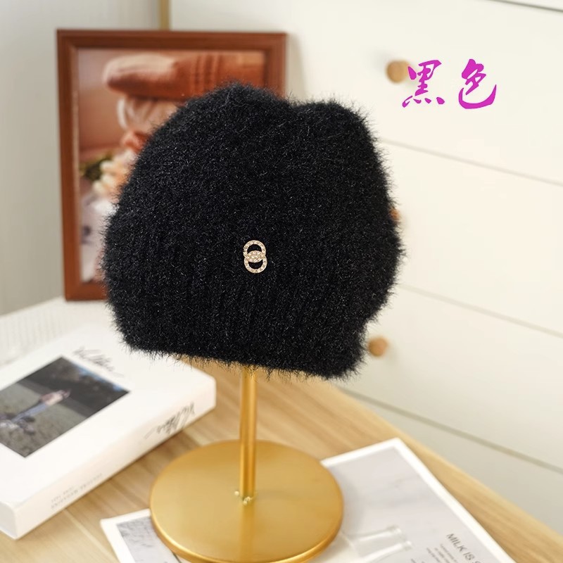 2023 double squirrel down diamond label fashion and versatile thermal pile hat toe hat belet hat berley Korean version knitting