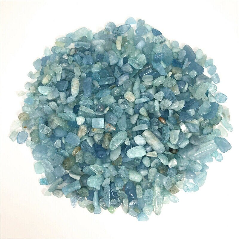 【happy one】Drop Shipping 50g 5-8mm Natural Tumbled Crystal Aquamarine Stone Gemstone Reiki Decor Natural Stones and Crystals. 