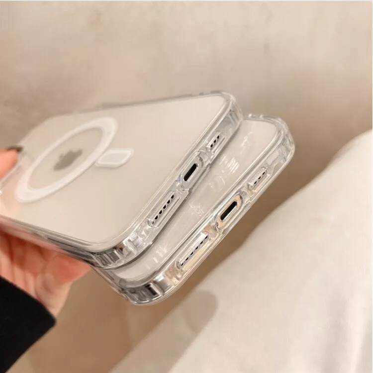 For iPhone 13 Pro Max Magsafe Magnetic Wireless Charging Case Clear Shockproof Soft Silicone Protect Back Cover. 